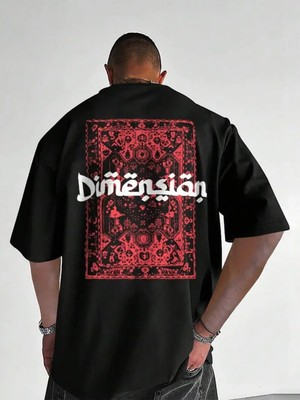 Mercoledi Dimension Arka ve Ön Baskılı Oversize Bisiklet Yaka T-Shirt
