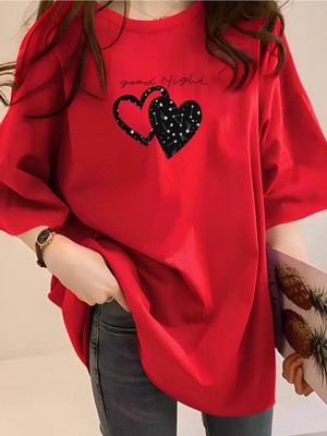 Mercoledi Çiçekli Kurdela Baskılı Oversize Tişört