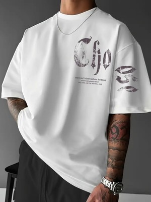 Mercoledi Choose Baskılı Oversize Bisiklet Yaka T-Shirt