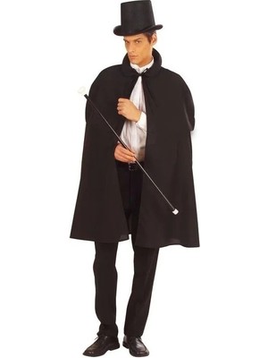 Sylar Siyah Sihirbaz Pelerini 120 cm ve Sihirbaz Şapkası 12 cm Yetişkin Boy