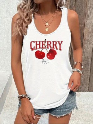 Mercoledi Cherry Baskılı Kadın T-Shırt