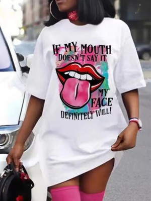 Mercoledi If My Mouth Baskılı Oversize Tişört
