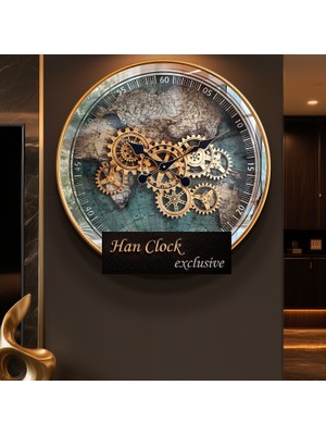 BAYILDIM Dünya Haritalı Metal Çarklı Duvar Saati