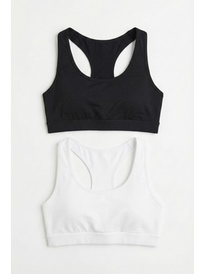 Underwear Bodyway 2'li Paket Pamuklu Pedli Sporcu Sütyeni & Bralet - Günlük Rahat Yüzücü Model Sporcu Atleti