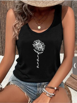 Mercoledi Minimal Çiçek Baskılı Kadın T-Shırt