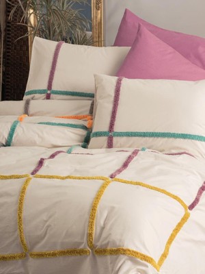 Zemira Puff Nakışlı Ranforce Çift Kişilik Nev Takımı Insula Gülkurusu