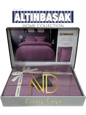 Zemira Jakarlı Saten Çift Kişilik Nev Takımı Dıamond Puce