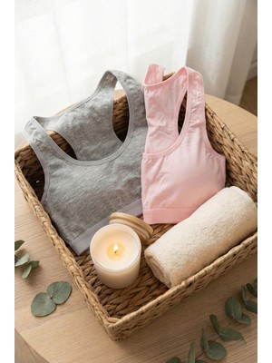 Underwear Bodyway 2'li Paket Pamuklu Pedli Sporcu Sütyeni & Bralet - Günlük Rahat Yüzücü Model Sporcu Atleti