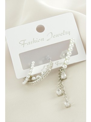 Esranın Dünyası 3 Adet Inci Zirkon Taşlı Küpe RSBİJ34-ESRDNS