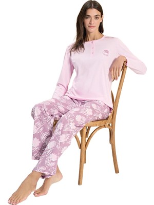 Over Sleep by Poleren Over Sleep 3306 Kadın Uzun Kol Süprem Pijama Takım (M-L-Xl-Xxl)