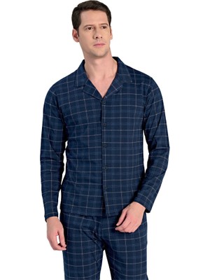 Over Sleep by Poleren Over Sleep 2312 Erkek Uzun Kol Önden Düğmeli Süprem Pijama Takım (M-L-Xl-Xxl)