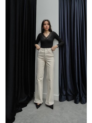 Havoş Bej Tintli Wide Leg Jean