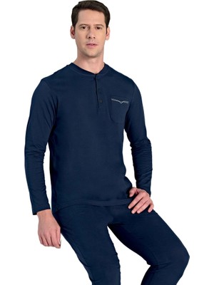 Over Sleep by Poleren Over Sleep 2302 Erkek Uzun Kol Büyük Beden Süprem Pijama Takım (L-Xl-Xxl-3xl)