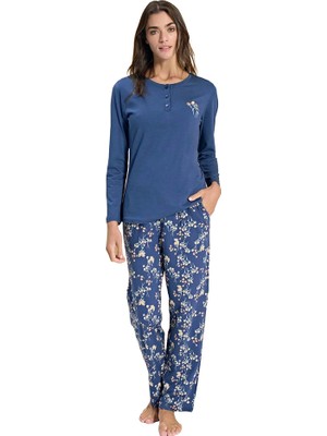 Over Sleep by Poleren Over Sleep 3313 Kadın Uzun Kol Modal Pijama Takım (M-L-Xl-Xxl)