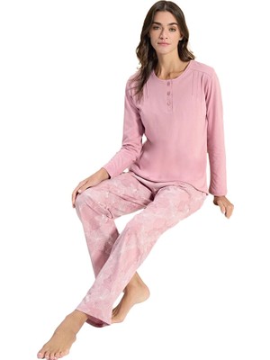 Over Sleep by Poleren Over Sleep 3309 Kadın Uzun Kol Modal Pijama Takım (M-L-Xl-Xxl)