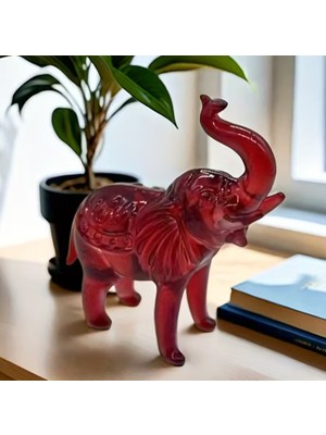 Es Dekor Kırmızı 1 Adet Cam Fil Figürin, Kristal Fil Dekor, Sanatsal Cam El Sanatları