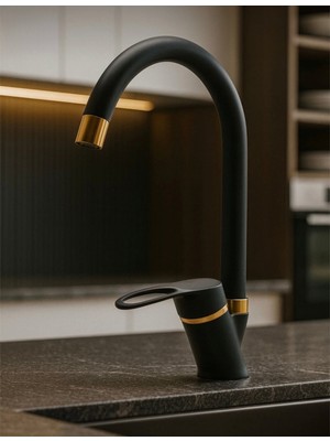 Siyah Gold Baston Borulu Mutfak Bataryası