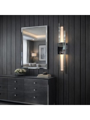 Nazik Aydınlatma Zarif Krom Modern Günışığı Ledli Pilli ve Elektrikli 1 Adet Duvar Apliği 1 Adet Pilli Aplik