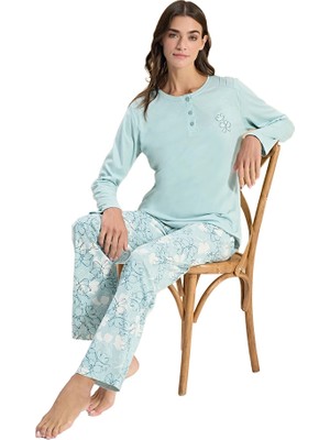 Over Sleep by Poleren Over Sleep 3310 Kadın Uzun Kol Büyük Beden Modal Pijama Takım (L-Xl-Xxl-3xl)