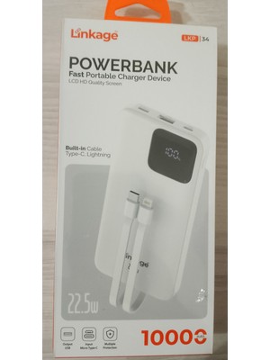 Aydoğan Ticaret44 LKB34 10000mAh 1XUsb Pd 22.5W Lcd Ekran Dahili Type-c Lightning Powerbank LKP3410000mAh 1XUSB, PD 22.5W LCD Ekran, Dahili Type-C, Lightning Powerbank