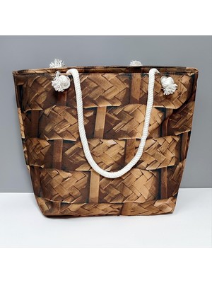 Esranın Dünyası Ahşap Örme Desenli Plaj Çantası RSBİJ34-ESRDNS