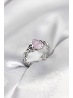 Esranın Dünyası Gümüş Renk Pembe Damla Model Kadın Yüzük RSEBJ34-ESRDNS