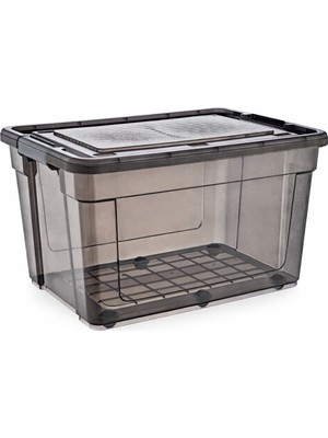 Loremp 90 Lt Antrasit Kilitli Tekerlekli Saklama Kutusu Depolama Düzenleyici