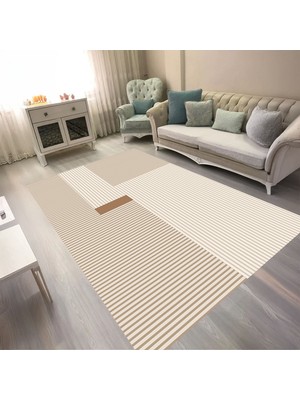 Kaymaz Yıkanabilir Dijital Baskılı Salon Halısı Trend Geometrik AL4050