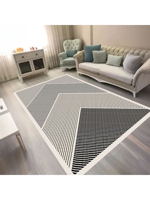 Kaymaz Yıkanabilir Dijital Baskılı Salon Halısı Trend Geometrik AL4048
