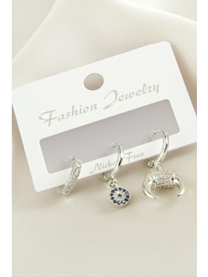 Esranın Dünyası 3 Adet Hilal Zirkon Taşlı Küpe RSBİJ34-ESRDNS