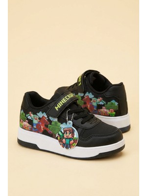 Craftique Minecraft Temalı Kaliteli Şık Erkek Çocuk Spor Ayakkabı Cırt Cırtlı Günlük Sneaker