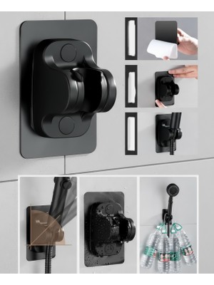 Vantuzlu Yapışkanlı Ayarlanabilir Duş Başlığı Tutucu