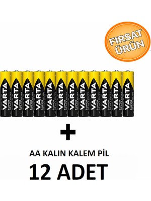 Anı Ofis Kırtasiye Aa Kalın Kalem Pil 12'li | Süper Güçlü | Uzun Ömürlü Çinko Karbon | Ekonomik Paket
