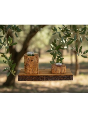 Wood Askania Zeytin Ağacından Ahşap Mumluk