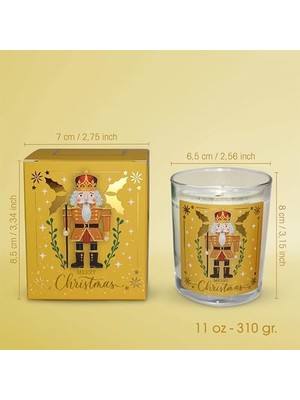 – Kurşun Asker (Nutcracker) Tasarımlı Mum, Sarı Renk Temalı, 135 G Doğal Biyo, 40 Saat Yanma Süresi, Cam Kavanoz, Şık Bristol Kutulu, Yılbaşı Koleksiyonu Hazır Hediye