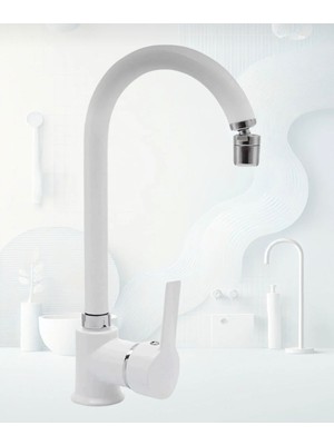 Beyaz Krom Oynar Başlıklı Mutfak Evye Bataryası