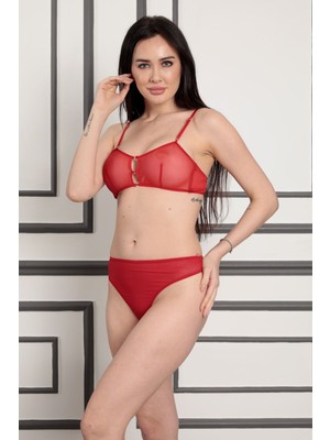 Giyimist Kırmızı Tül Sütyen Takım - 879 Beruflic