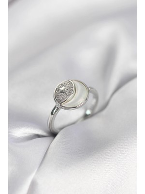 Clariss Ashwork Ay Yıldız Model Gümüş Renk Zirkon Taşlı Kadın Yüzük 587455