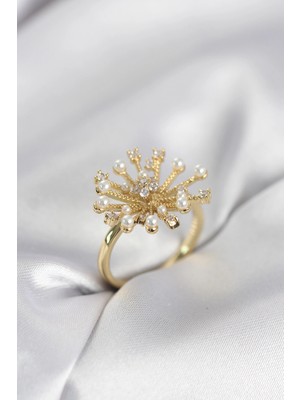 Clariss Üreticiniz Gold Renk Karahindiba Model Zirkon Taşlı Kadın Yüzük 481348