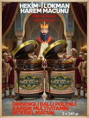 2 x 240 gr Harem Ginsengli Bitkisel Pekmez Karışımlı Macun Anzeli Naturel Çakşır Otu Macunlu Ballı Polenli Multivitamin Bitkisel