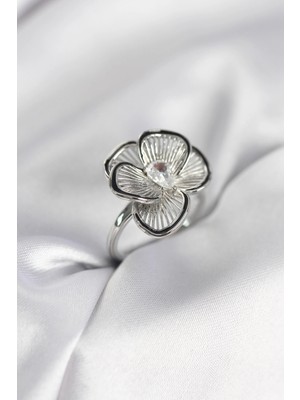 Clariss Üreticiniz Gümüş Renk Çiçek Model Vintage Kadın Yüzük 481348