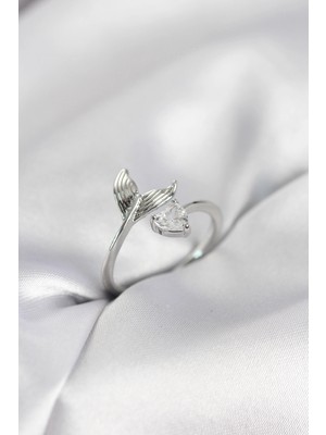 Clariss Üreticiniz Balık Kuyruğu Model Gümüş Renk Zirkon Taşlı Kadın Yüzük 481348