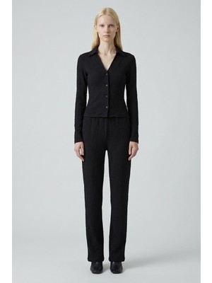 Rays 3003 Bel Lastikli Pantolon Gömlek Takım Siyah