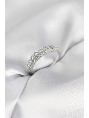 Clariss Üreticiniz Motif Desenli Gümüş Renk Zirkon Taşlı Kadın Yüzük 481348