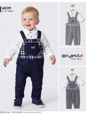 Gültekin Bebe Oryeda Gömlekli Kareli Slopet 9-24 AYLIK-437755262 - Gri