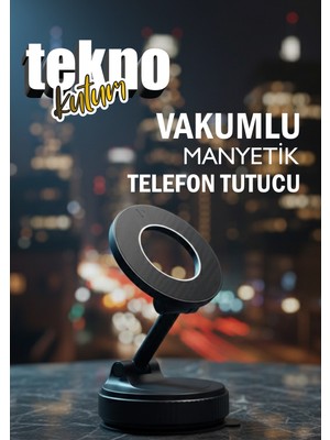 teknokutum 360 Dönebilen Araç Içi Telefon Tutucu Vakumlu Magsafe Destekli Masa Üstü Duvar Telefon Tutucu
