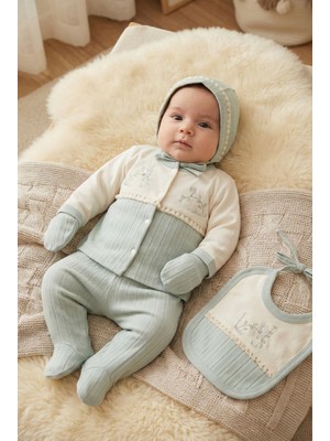 Zeynuko Kız Bebek %100 Pamuk Dalda Kuş 5'li Yeidoğan Hastane Çıkışı Zıbın Seti