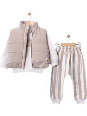 Gültekin Bebe Wow Mevsimlik Armalı Mikro Yelekli 3 Lü Takım 9-24 Aylık -447658370 - Bej