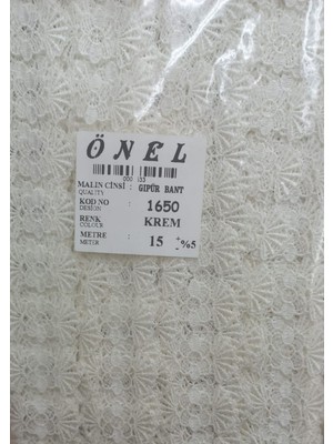 Akıllı Durak Dantel Polyester Güpür Bant Krem 15 Metre En 6 cm ON-1650-KR