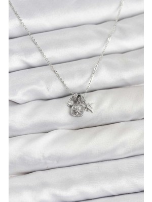 Prativas Pirinç Gümüş Renk Minimal Charmlı Kadın Kolye – PRT3500EB09794